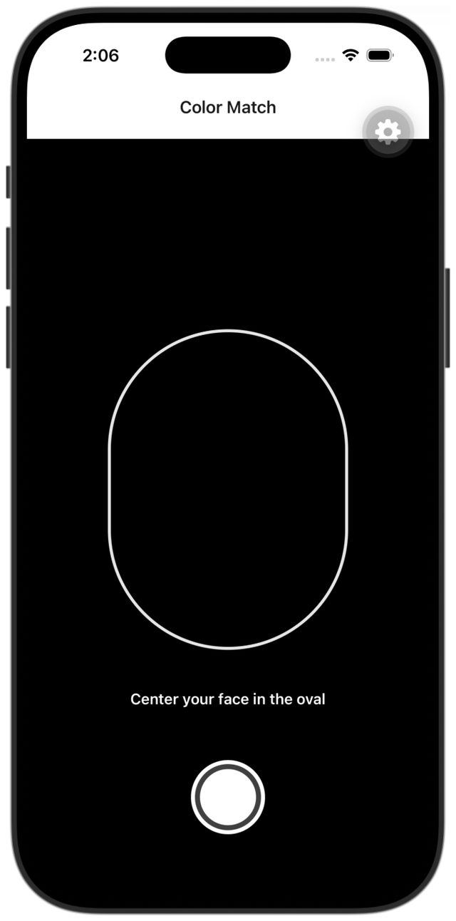 The face scan camera with an oval guide: Center your face in the oval
